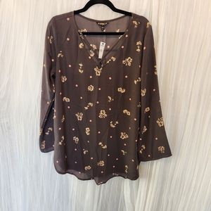 Express long sleeve loose grey top, size L.